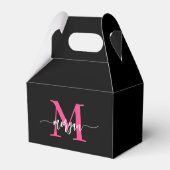 Monogram Stylish Modern Hot Pink Black Geschenkschachtel (Rückseite)