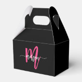 Monogram Stylish Modern Hot Pink Black Geschenkschachtel (Vorderseite)