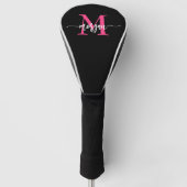 Monogram Stylish Modern Hot Pink Black Golf Headcover (Vorderseite)