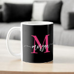 Monogram Stylish Modern Hot Pink Black Kaffeetasse<br><div class="desc">Mit unserer Monogram Stylish Modern Hot Pink Coffee Tasse schlürfen Sie stilvoll! Diese Tasse mit ihrem Monogramm in einem eleganten, modernen Schriftart ist mit einem lebhaften, rosa Design personalisiert und bietet eine schicke und individuelle Touch. Ideal für Ihren Kaffee oder Tee am Morgen, kombiniert es moderne Ästhetik mit alltäglicher Funktionalität....</div>