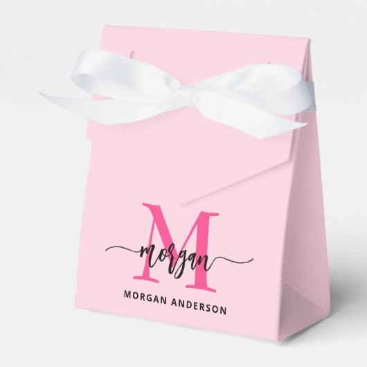 Monogram Stylish Modern Hot Pink Geschenkschachtel (Vorderseite)