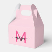 Monogram Stylish Modern Hot Pink Geschenkschachtel (Rückseite)