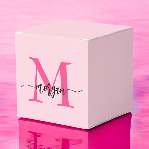 Monogram Stylish Modern Hot Pink Geschenkschachtel
