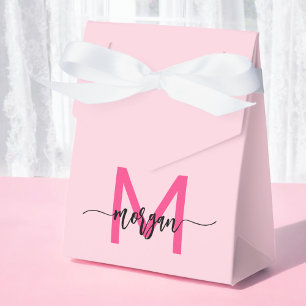 Monogram Stylish Modern Hot Pink Geschenkschachtel