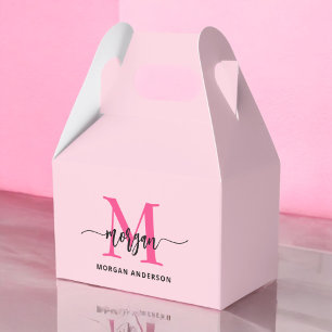 Monogram Stylish Modern Hot Pink Geschenkschachtel