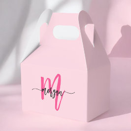 Monogram Stylish Modern Hot Pink Geschenkschachtel
