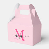 Monogram Stylish Modern Hot Pink Geschenkschachtel (Rückseite)