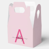 Monogram Stylish Modern Hot Pink Geschenkschachtel (Geöffnet)