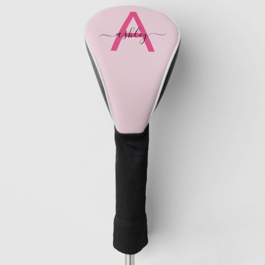 Monogram Stylish Modern Hot Pink Golf Headcover (Vorderseite)