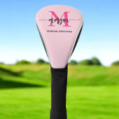 Monogram Stylish Modern Hot Pink Golf Headcover