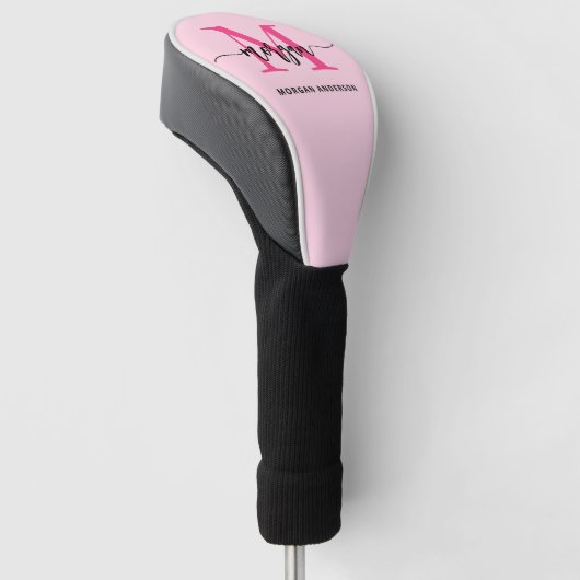 Monogram Stylish Modern Hot Pink Golf Headcover (angewinkelt)