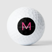 Monogram Stylish Modern Hot Pink Golfball (Vorderseite)