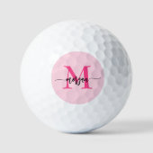 Monogram Stylish Modern Hot Pink Golfball (Vorderseite)