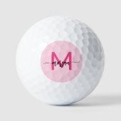 Monogram Stylish Modern Hot Pink Golfball (Vorderseite)