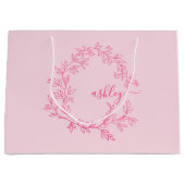Monogram Stylish Modern Hot Pink Große Geschenktüte (Vorderseite)