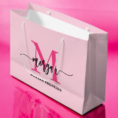 Monogram Stylish Modern Hot Pink Große Geschenktüte