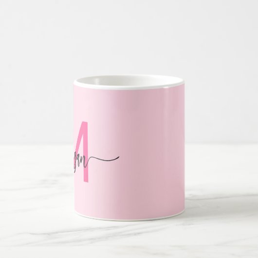 Monogram Stylish Modern Hot Pink Kaffeetasse (Mittel)