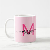Monogram Stylish Modern Hot Pink Kaffeetasse (Links)