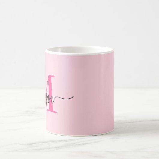 Monogram Stylish Modern Hot Pink Kaffeetasse (Mittel)