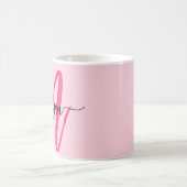 Monogram Stylish Modern Hot Pink Kaffeetasse (Mittel)