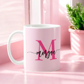 Monogram Stylish Modern Hot Pink Kaffeetasse