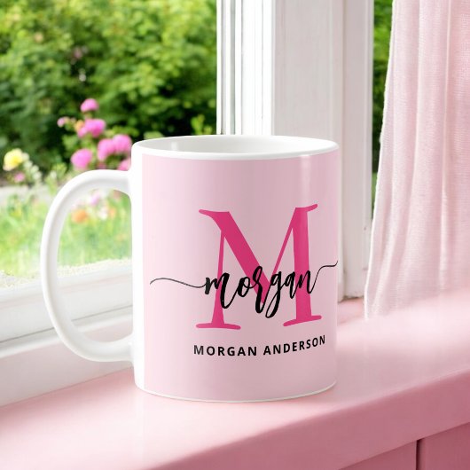 Monogram Stylish Modern Hot Pink Kaffeetasse
