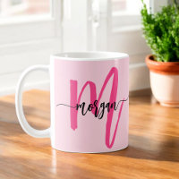 Monogram Stylish Modern Hot Pink