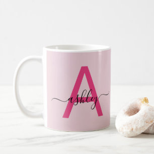 Monogram Stylish Modern Hot Pink Kaffeetasse