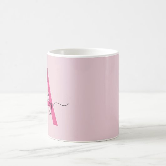 Monogram Stylish Modern Hot Pink Kaffeetasse (Mittel)
