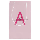 Monogram Stylish Modern Hot Pink Kleine Geschenktüte (Vorderseite)