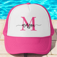 Monogram Stylish Modern Hot Pink