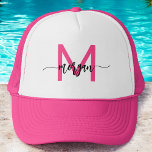 Monogram Stylish Modern Hot Pink Truckerkappe<br><div class="desc">Beginnen Sie Ihren Look mit unserem Monogram Stylish Modern Hot Pink Trucker Hut! Mit einem lebhaften, hellrosa Design und personalisiert mit Ihrem Monogramm in einem eleganten, modernen Schriftart fügt dieser Hut Ihrem Stil eine schicke, individuelle Touch hinzu. Die atmungsaktive Mesh-Rückenlehne und der verstellbare Schnappverschluss sorgen für eine komfortable Passform und...</div>