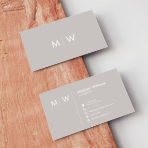 Monogram Stylish Modern Minimalistisch Business Ca Visitenkarte