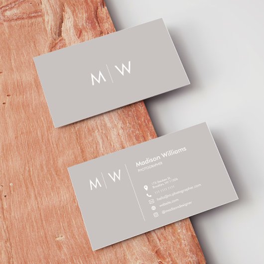 Monogram Stylish Modern Minimalistisch Business Ca Visitenkarte