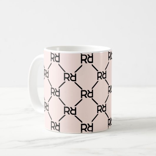 Monogram Stylish Modern Niedlich Blush Pink Kaffee Kaffeetasse (Vorderseite Links)