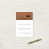 Monogram Stylish Modern Sable Leather Post-it Klebezettel (Auf Schreibtisch)