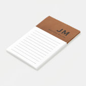 Monogram Stylish Modern Sable Leather Post-it Klebezettel (angewinkelt)