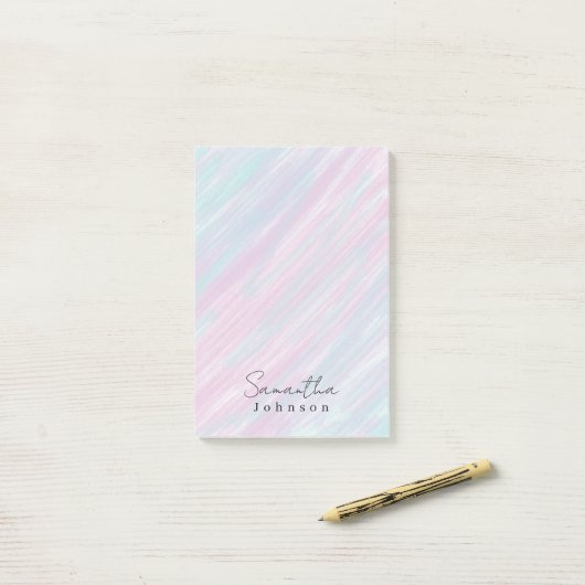 Monogram Stylish Pastel Rainbow Post-it Klebezettel (Auf Schreibtisch)