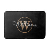 Monogram Stylish Script Black Gold Badematte (Vorderseite)