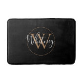 Monogram Stylish Script Name Gold Black  Badematte (Vorderseite)
