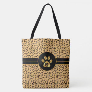 Monogram & Stylish Tiger Pattern & Paw Tasche