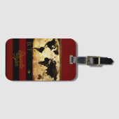 Monogram Stylish World Map Travel Gepäckanhänger (Vorderseite (Horizontal))