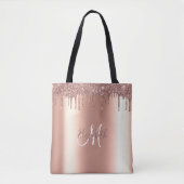 Monogram Stylist Rose Gold Gitter Tropfens Metal Tasche (Vorderseite)