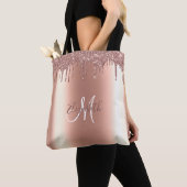 Monogram Stylist Rose Gold Gitter Tropfens Metal Tasche (Von Nahem)