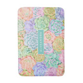 Monogram Succules Aquarellfarbene Pastel Badematte (Vorderseite Vertikal)