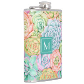 Monogram Succules Aquarellfarbene Pastel Flachmann (Rechts)