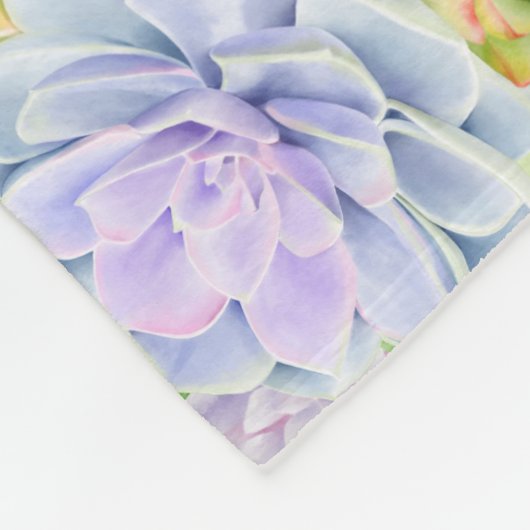 Monogram Succules Aquarellfarbene Pastel Fleecedecke (Ecke)