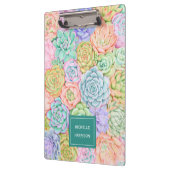 Monogram Succules Aquarellfarbene Pastel Klemmbrett (Links)
