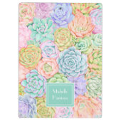 Monogram Succules Aquarellfarbene Pastel Klemmbrett (Rückseite)