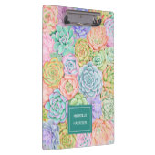 Monogram Succules Aquarellfarbene Pastel Klemmbrett (Rechts)